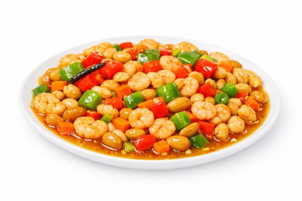 Garneles "Gong Bao" ar asu sojas mērci